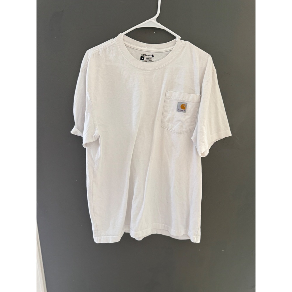 Carhartt Mens Loose Fit Heavyweight Pocket T-Shirt White Workwear Size Medium